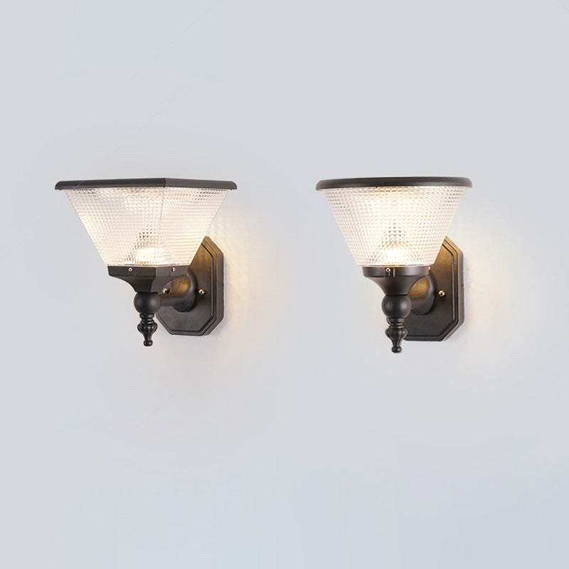 مصباح حائط LED من الألومنيوم بتصميم عصري بسيط مقاوم للماء بشكل مربع دائري للطاقة الشمسية للاستخدام في الفناء الخارجي 
