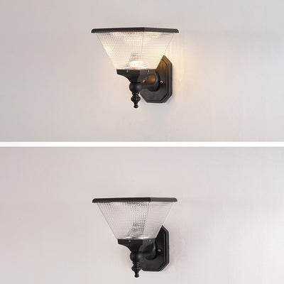 مصباح حائط LED من الألومنيوم بتصميم عصري بسيط مقاوم للماء بشكل مربع دائري للطاقة الشمسية للاستخدام في الفناء الخارجي 