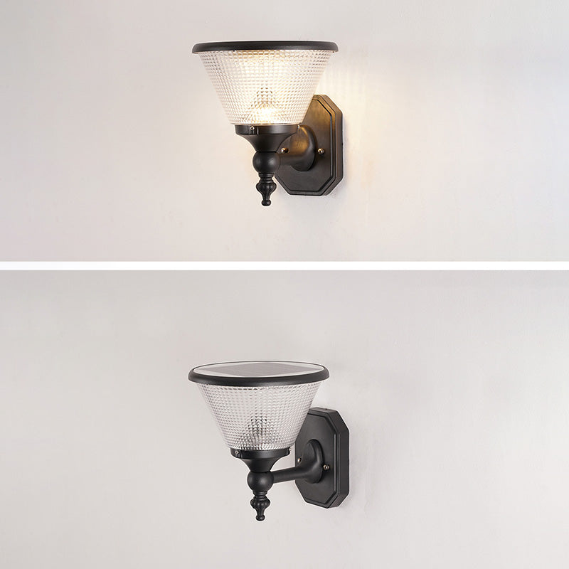 مصباح حائط LED من الألومنيوم بتصميم عصري بسيط مقاوم للماء بشكل مربع دائري للطاقة الشمسية للاستخدام في الفناء الخارجي 
