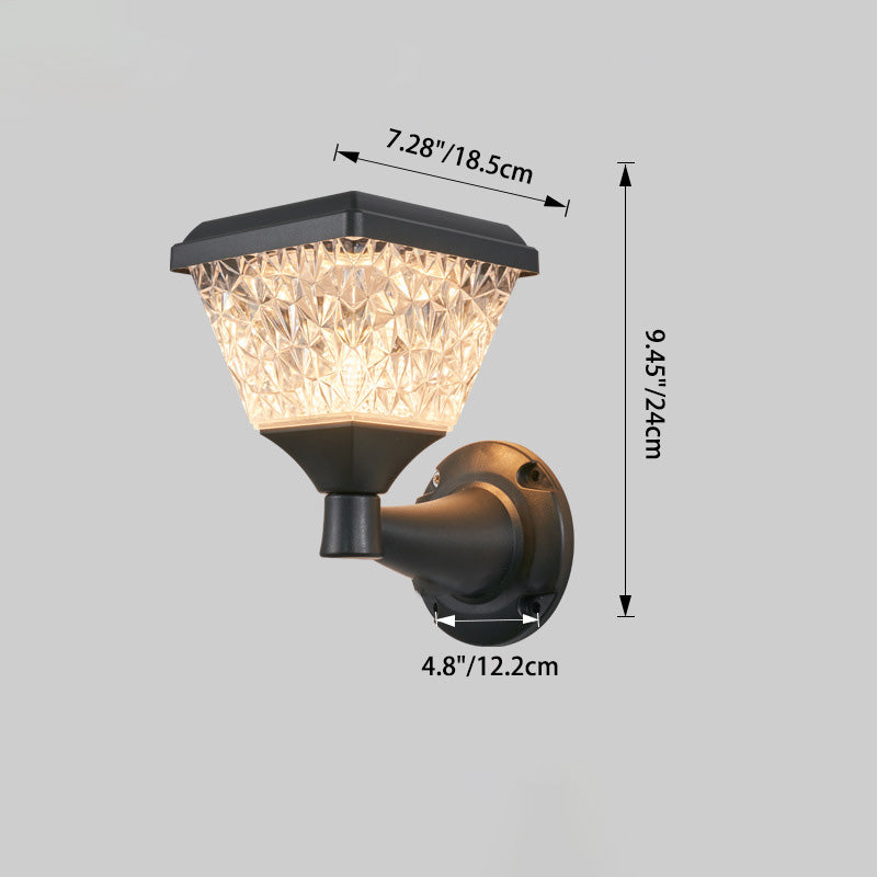 Lampe murale LED PC carrée ronde solaire minimaliste moderne pour patio extérieur 