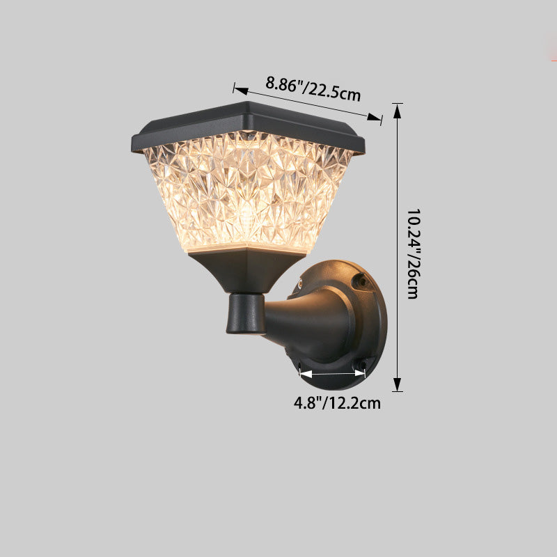 Lampe murale LED PC carrée ronde solaire minimaliste moderne pour patio extérieur 