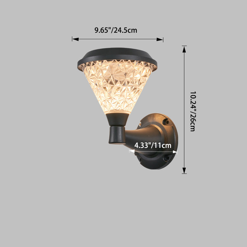 Lampe murale LED PC carrée ronde solaire minimaliste moderne pour patio extérieur 