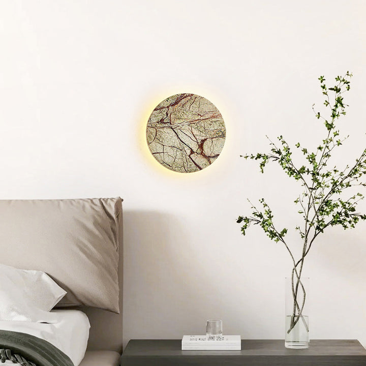 Lámpara de pared LED de mármol redonda nórdica contemporánea para sala de estar 