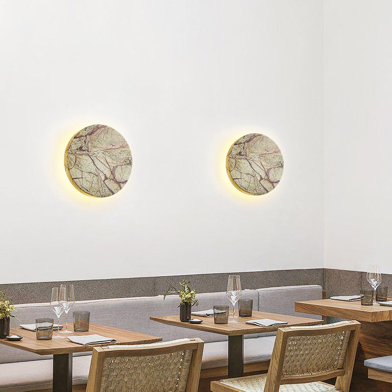 Lámpara de pared LED de mármol redonda nórdica contemporánea para sala de estar 