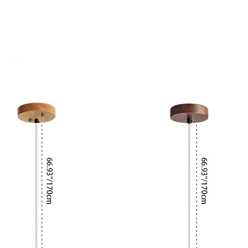 Suspension moderne minimaliste en bois massif rond beige travertin à 1 lumière pour salon 