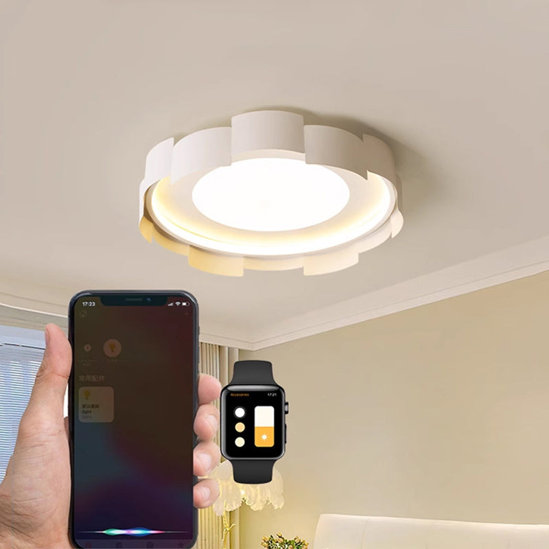 Plafonnier LED rond en fer et acrylique minimaliste moderne pour chambre à coucher 