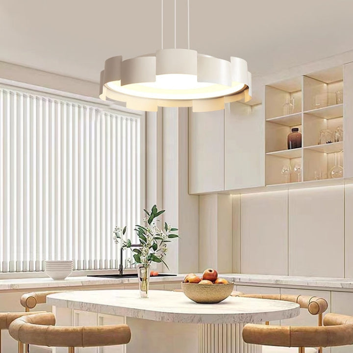 Moderne minimalistische runde Blume Eisen Acryl LED Pendelleuchte für Wohnzimmer 