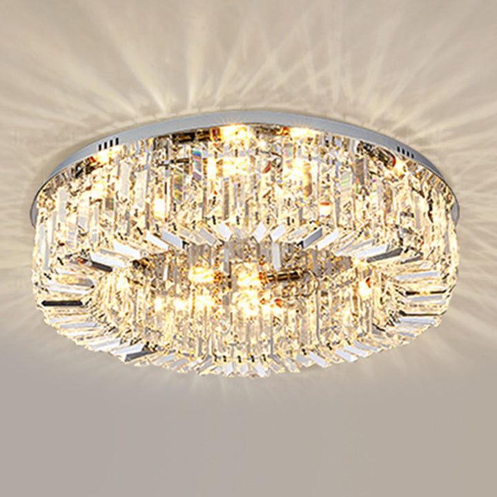Moderne Luxus Runde Kristall Edelstahl LED Licht Deckenleuchte Für Wohnzimmer 