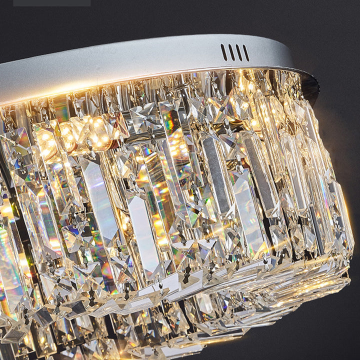 Moderne Luxus Runde Kristall Edelstahl LED Licht Deckenleuchte Für Wohnzimmer 