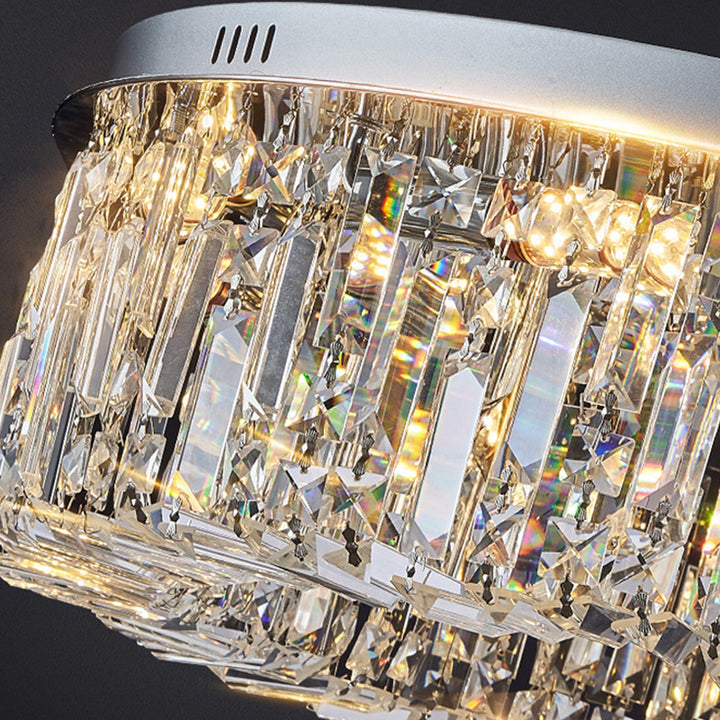Moderne Luxus Runde Kristall Edelstahl LED Licht Deckenleuchte Für Wohnzimmer 