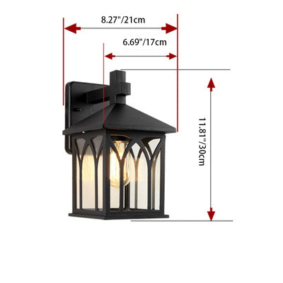 Lámpara Aplique de Pared de 1 Luz de Vidrio de Aluminio en Forma de Casa Rectangular de Simplicidad Moderna para Patio Exterior 
