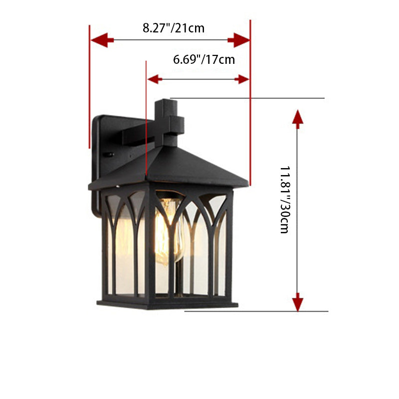 Lámpara Aplique de Pared de 1 Luz de Vidrio de Aluminio en Forma de Casa Rectangular de Simplicidad Moderna para Patio Exterior 