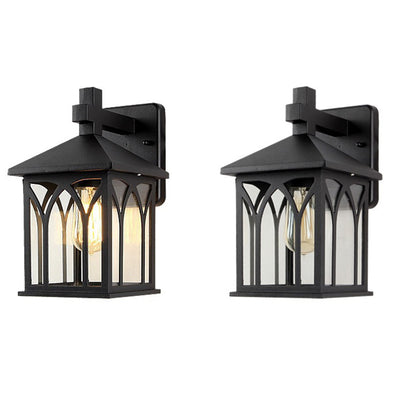 Lámpara Aplique de Pared de 1 Luz de Vidrio de Aluminio en Forma de Casa Rectangular de Simplicidad Moderna para Patio Exterior 
