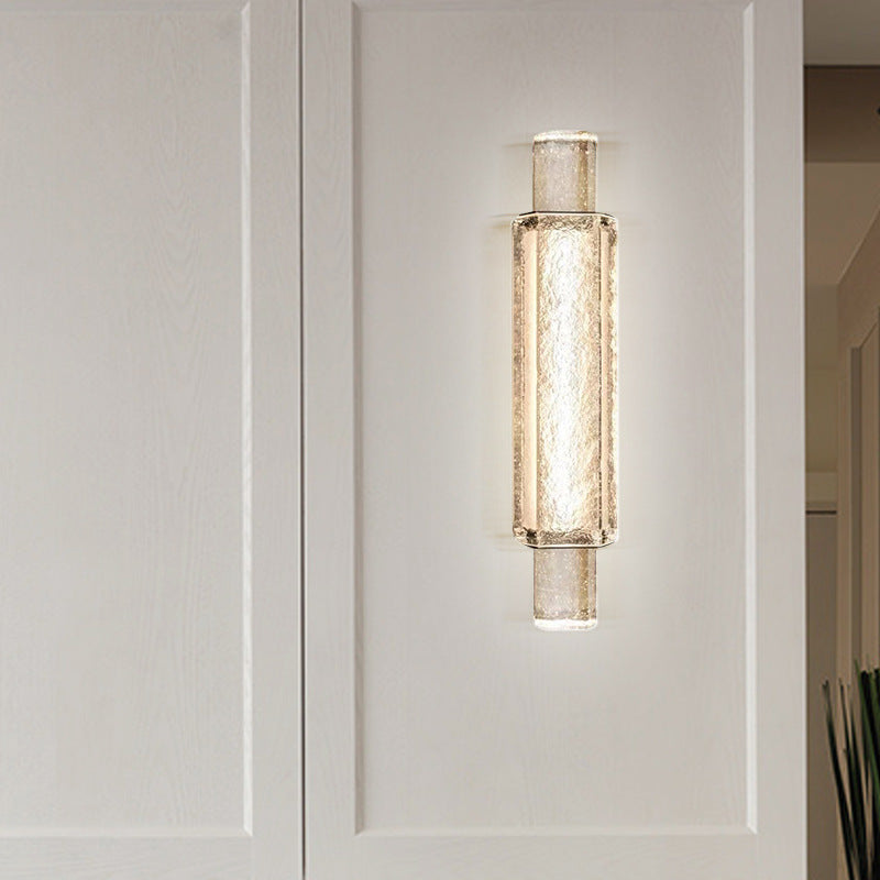 Applique Murale Moderne en Verre et Fer Cylindrique de Luxe avec LED pour Salon 