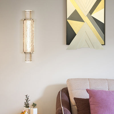 Applique Murale Moderne en Verre et Fer Cylindrique de Luxe avec LED pour Salon 