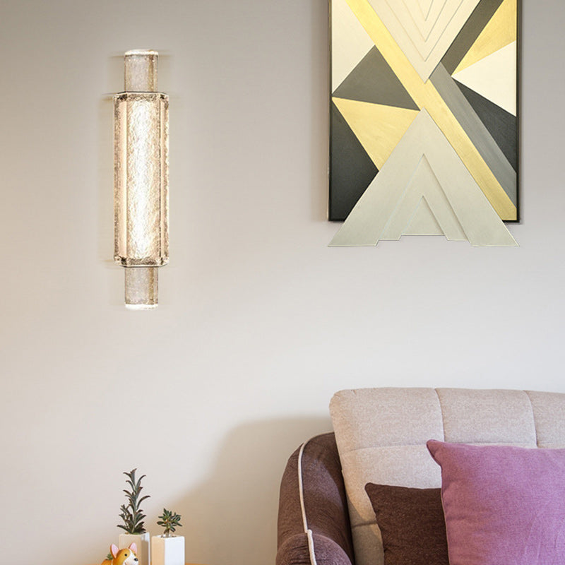 Applique Murale Moderne en Verre et Fer Cylindrique de Luxe avec LED pour Salon 