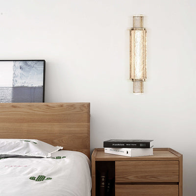 Applique Murale Moderne en Verre et Fer Cylindrique de Luxe avec LED pour Salon 