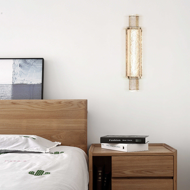 Applique Murale Moderne en Verre et Fer Cylindrique de Luxe avec LED pour Salon 