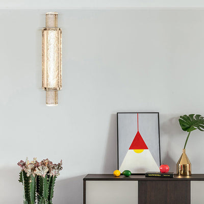 Applique Murale Moderne en Verre et Fer Cylindrique de Luxe avec LED pour Salon 