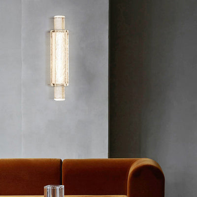 Applique Murale Moderne en Verre et Fer Cylindrique de Luxe avec LED pour Salon 