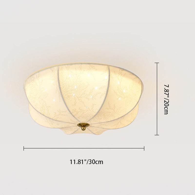 Plafonnier traditionnel rond en tissu imprimé en fer à 3/4/5 lumières pour chambre 