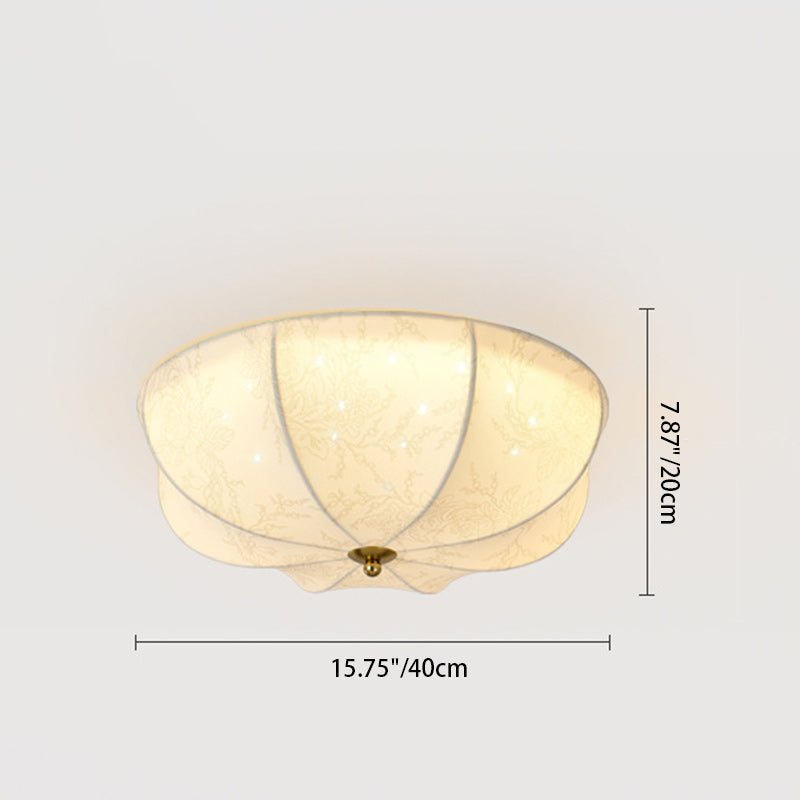 Plafonnier traditionnel rond en tissu imprimé en fer à 3/4/5 lumières pour chambre 