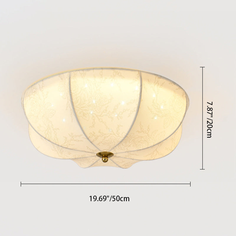 Plafonnier traditionnel rond en tissu imprimé en fer à 3/4/5 lumières pour chambre 