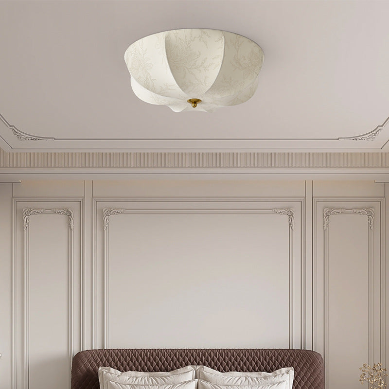 Plafonnier traditionnel rond en tissu imprimé en fer à 3/4/5 lumières pour chambre 