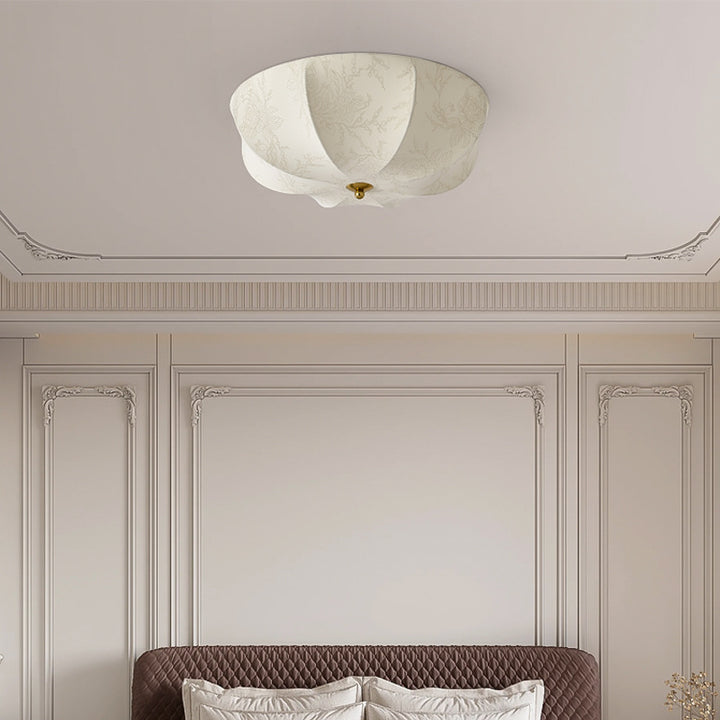 Plafonnier traditionnel rond en tissu imprimé en fer à 3/4/5 lumières pour chambre 
