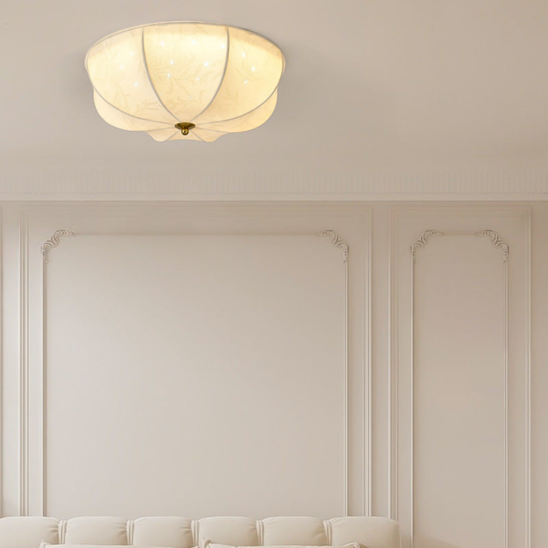 Plafonnier traditionnel rond en tissu imprimé en fer à 3/4/5 lumières pour chambre 