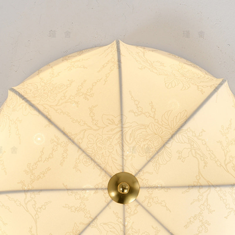 Plafonnier traditionnel rond en tissu imprimé en fer à 3/4/5 lumières pour chambre 