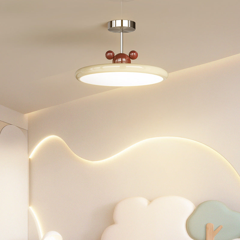 Zeitgenössische kreative runde Scheibeneisen PE LED Pendelleuchte für Wohnzimmer 