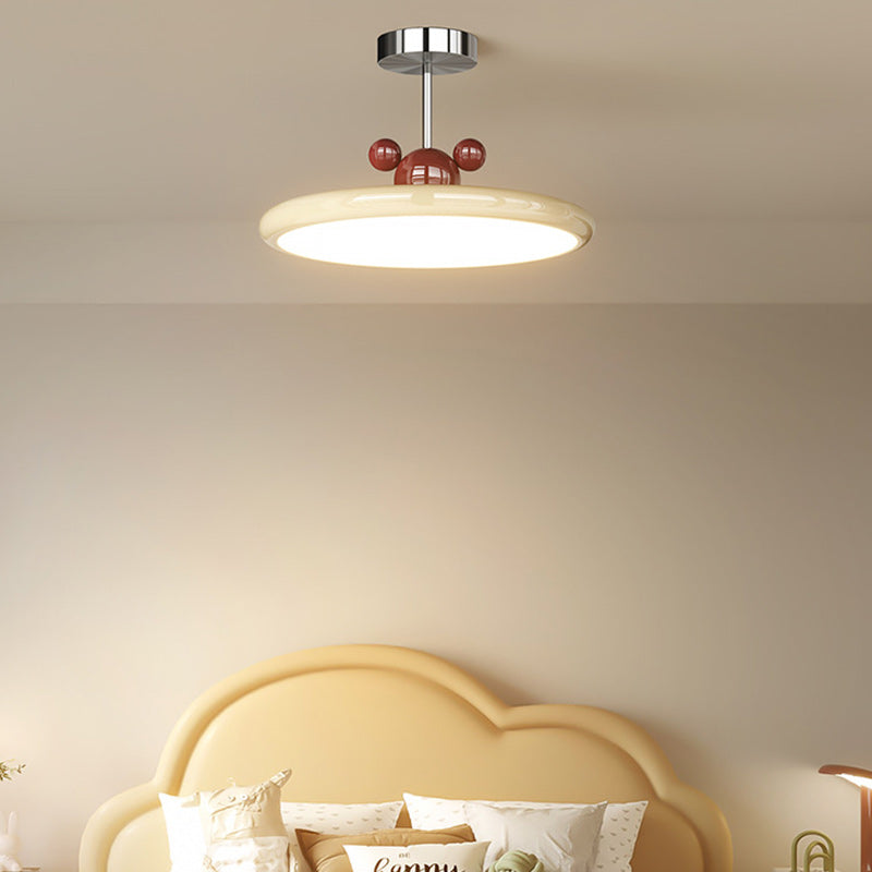 Zeitgenössische kreative runde Scheibeneisen PE LED Pendelleuchte für Wohnzimmer 