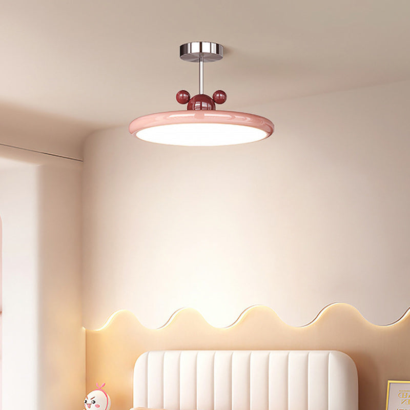 Zeitgenössische kreative runde Scheibeneisen PE LED Pendelleuchte für Wohnzimmer 