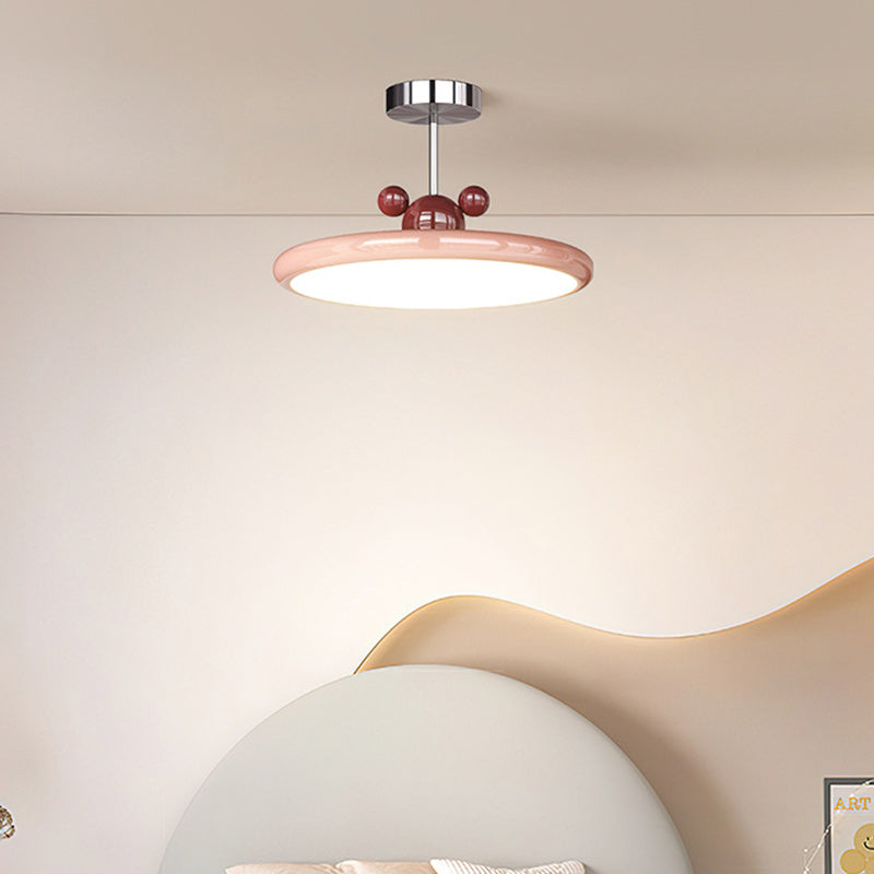 Zeitgenössische kreative runde Scheibeneisen PE LED Pendelleuchte für Wohnzimmer 