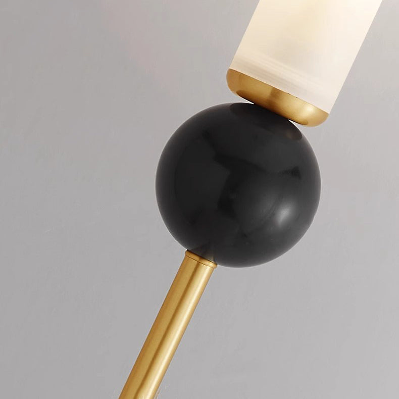 Applique murale moderne de luxe à cylindre long en cuivre et marbre avec 1 lumière pour salon 