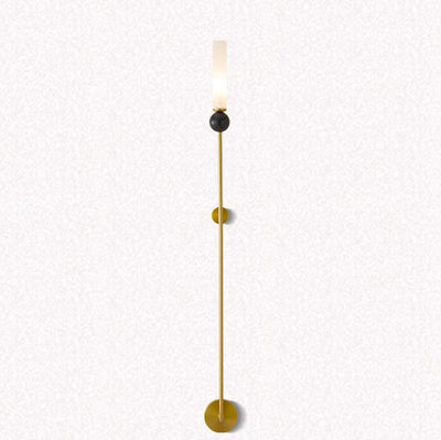 Applique murale moderne de luxe à cylindre long en cuivre et marbre avec 1 lumière pour salon 