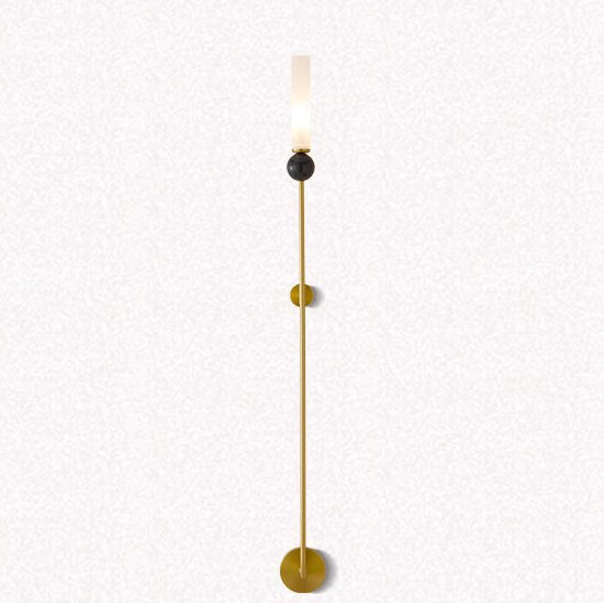Applique murale moderne de luxe à cylindre long en cuivre et marbre avec 1 lumière pour salon 