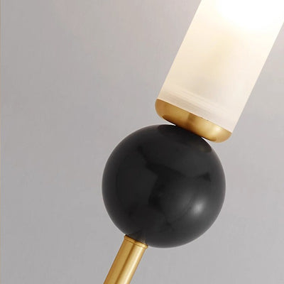 Applique murale moderne de luxe à cylindre long en cuivre et marbre avec 1 lumière pour salon 