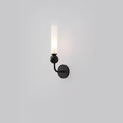 Applique murale moderne de luxe à cylindre long en cuivre et marbre avec 1 lumière pour salon 