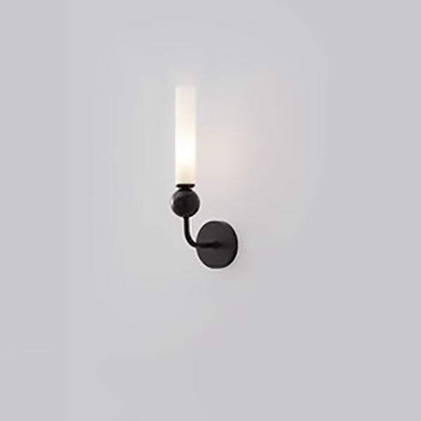 Applique murale moderne de luxe à cylindre long en cuivre et marbre avec 1 lumière pour salon 