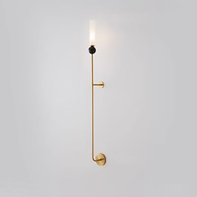 Applique murale moderne de luxe à cylindre long en cuivre et marbre avec 1 lumière pour salon 
