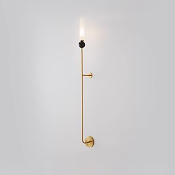 Applique murale moderne de luxe à cylindre long en cuivre et marbre avec 1 lumière pour salon 