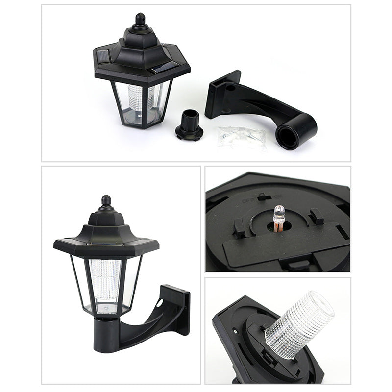 Lámpara de Aplique de Pared LED de Plástico Hexagonal Impermeable Solar de Simplicidad Moderna para Patio Exterior 