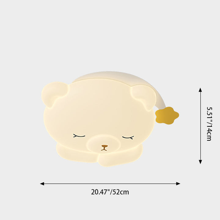 Contemporary Creative Kids Bear Iron PE Flush Mount Ceiling Light For Bedroom