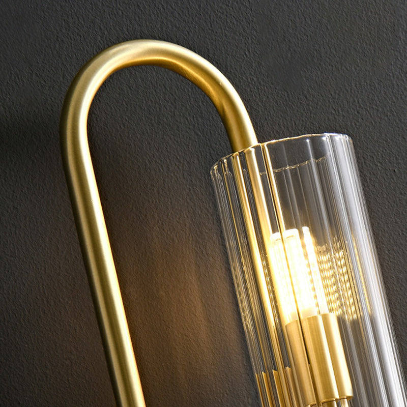 Lampe murale moderne minimaliste ovale cylindre en cuivre et verre à 4 lumières pour salon 