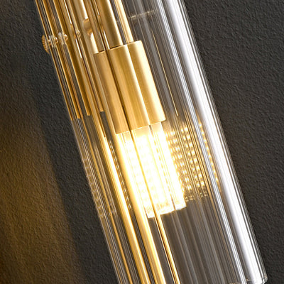 Lampe murale moderne minimaliste ovale cylindre en cuivre et verre à 4 lumières pour salon 