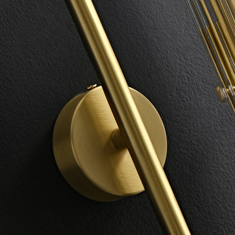Lampe murale moderne minimaliste ovale cylindre en cuivre et verre à 4 lumières pour salon 