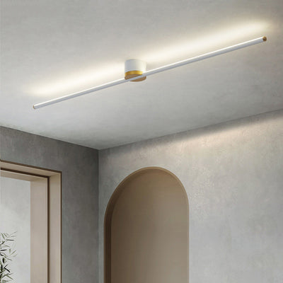 Moderne minimalistische lange Streifen Runde Eisen Aluminium Silikon LED Semi-Flush Mount Deckenleuchte für Wohnzimmer 