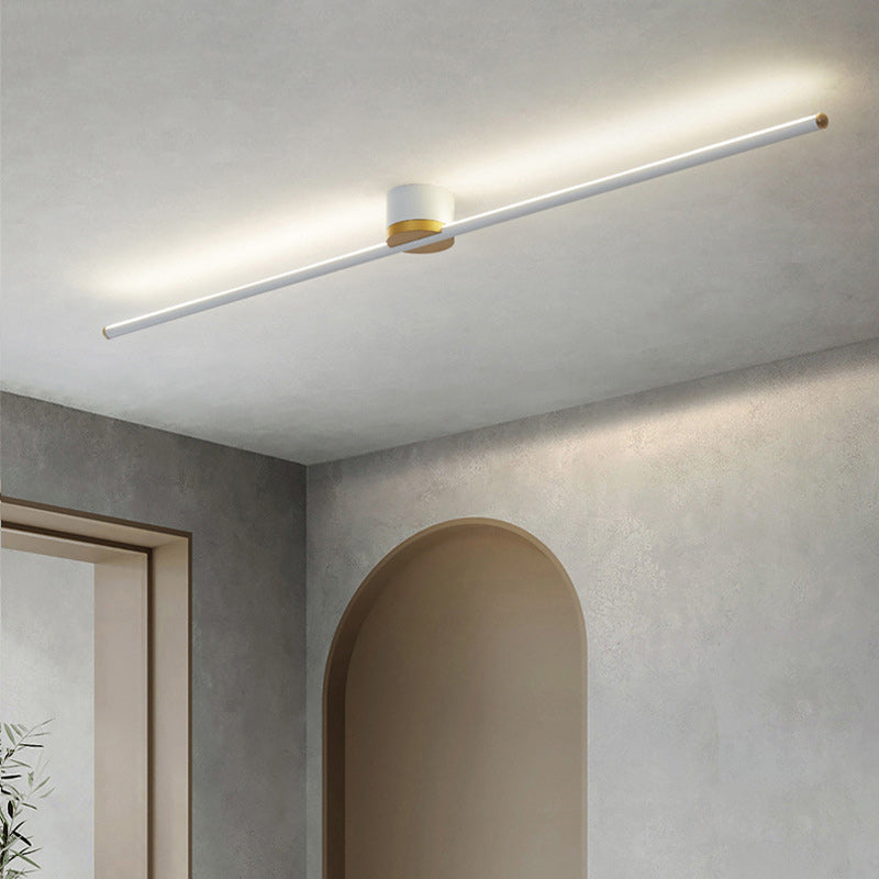 Moderne minimalistische lange Streifen Runde Eisen Aluminium Silikon LED Semi-Flush Mount Deckenleuchte für Wohnzimmer 